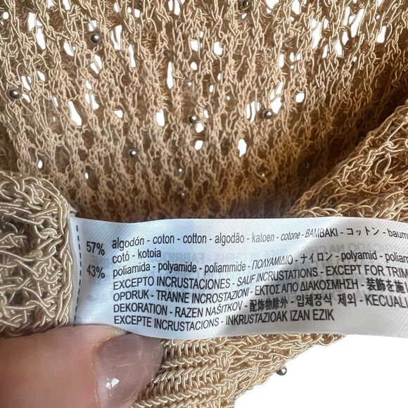 NWT Zara Open Knit Metallic Pompom Sweater Beige Gold Size - Picture 12 of 15